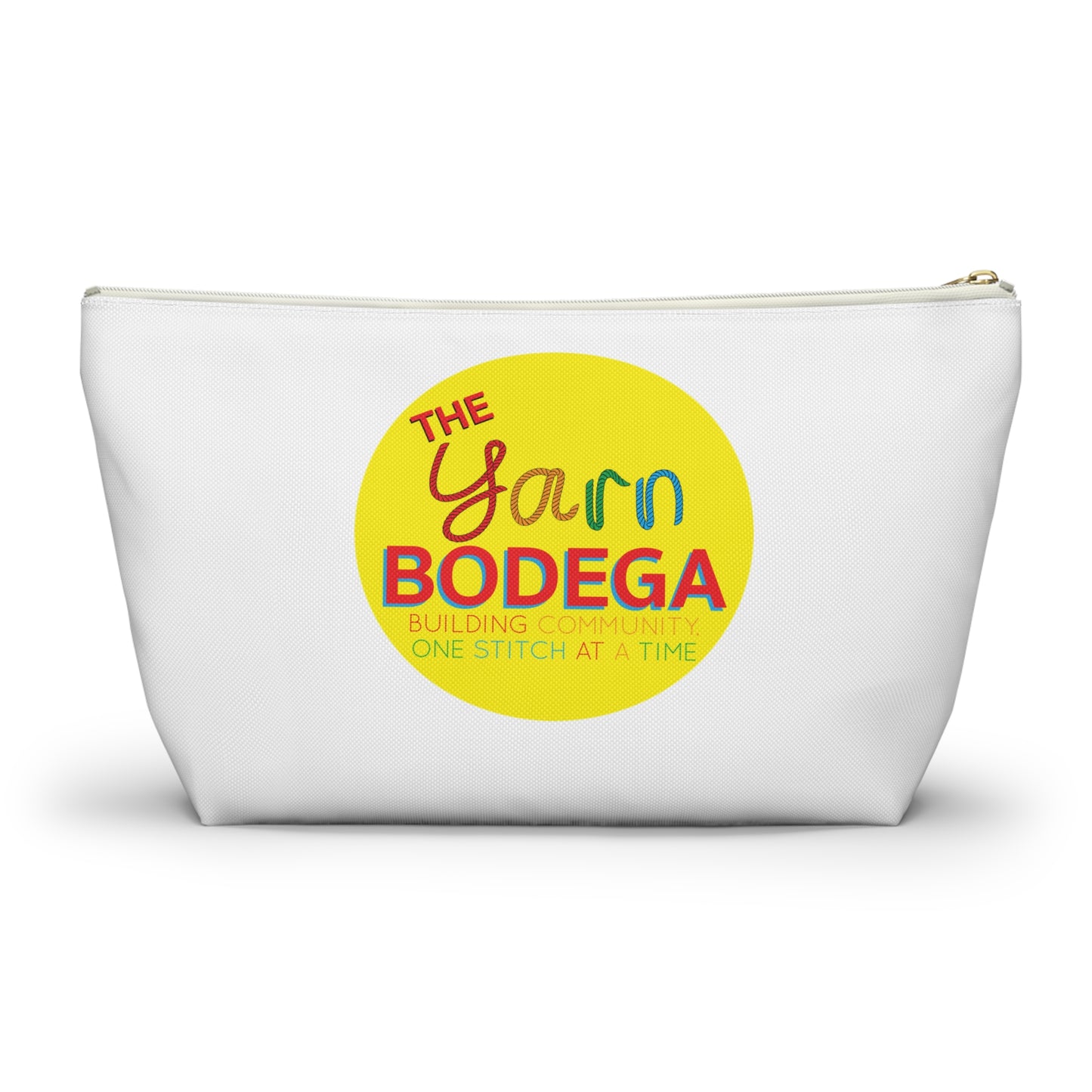 The Yarn Bodega Logo Notion Pouch w T-bottom - White