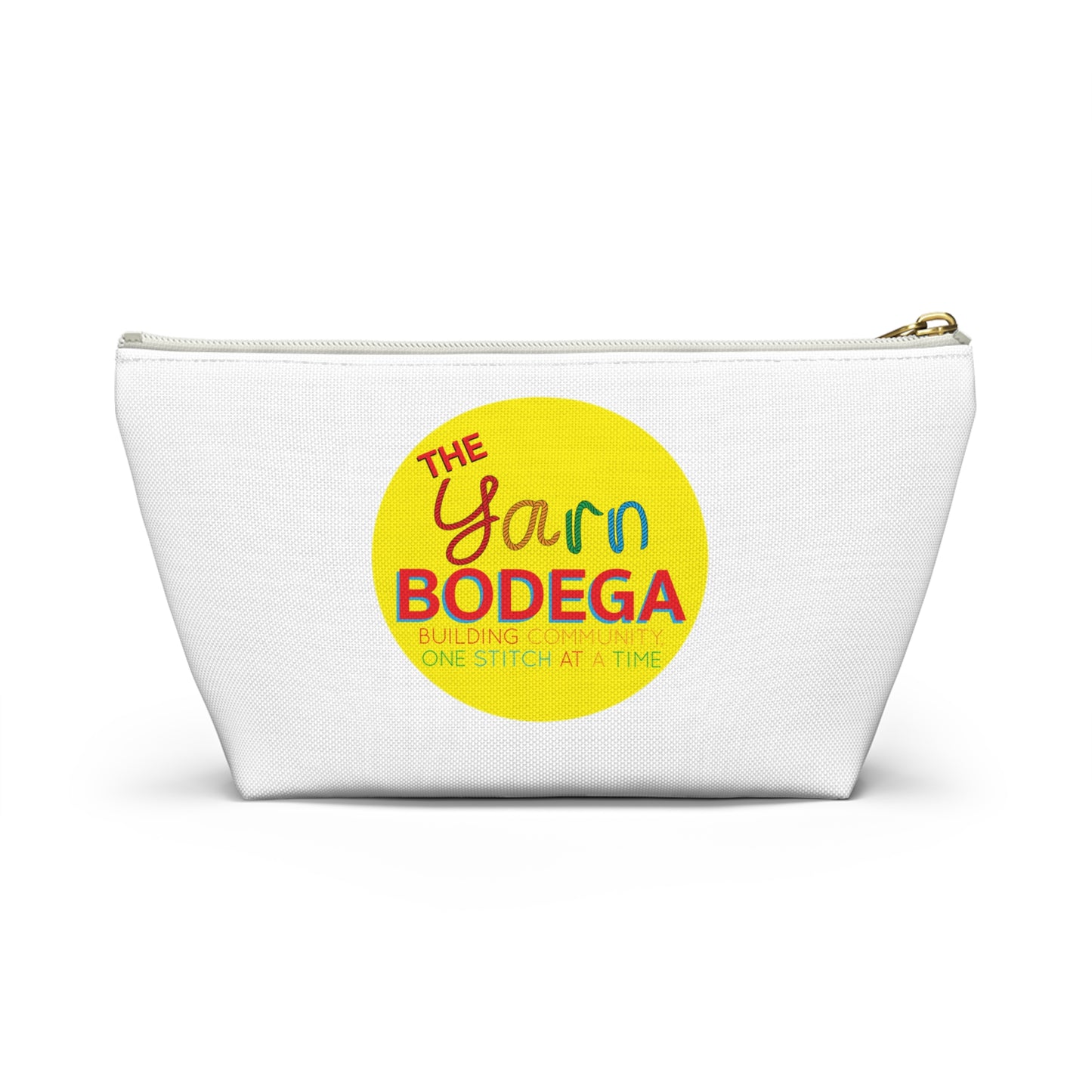 The Yarn Bodega Logo Notion Pouch w T-bottom - White