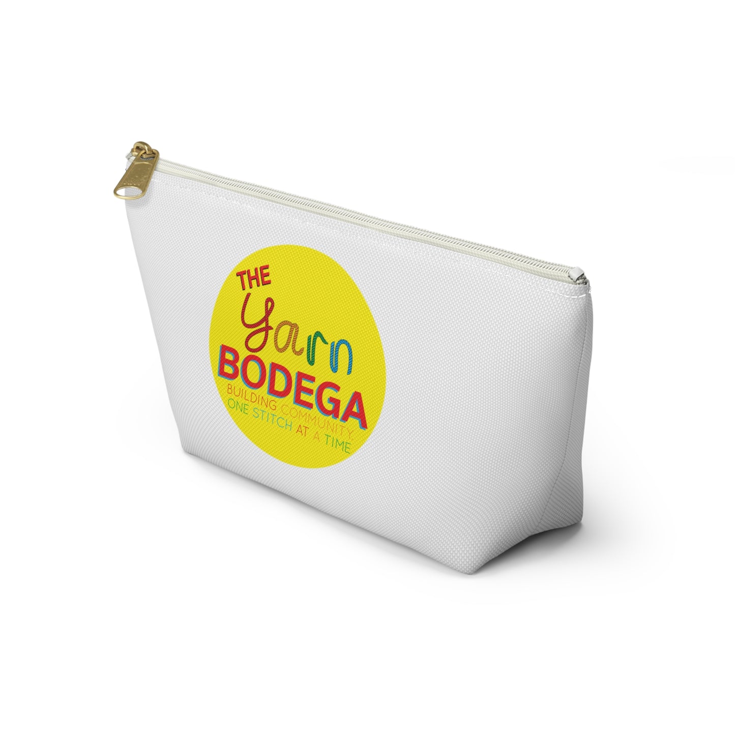 The Yarn Bodega Logo Notion Pouch w T-bottom - White