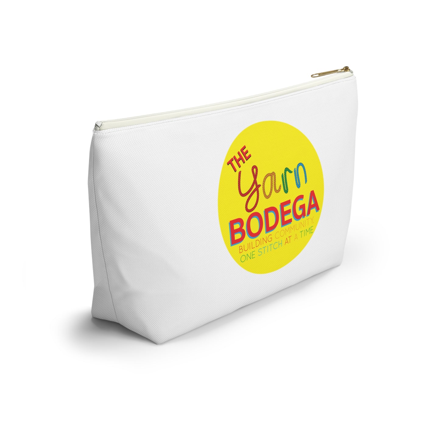 The Yarn Bodega Logo Notion Pouch w T-bottom - White