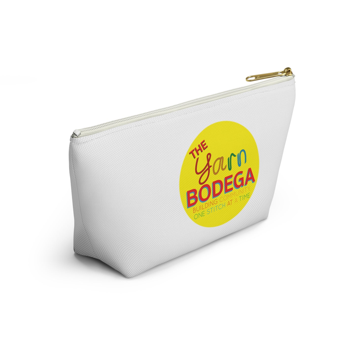 The Yarn Bodega Logo Notion Pouch w T-bottom - White