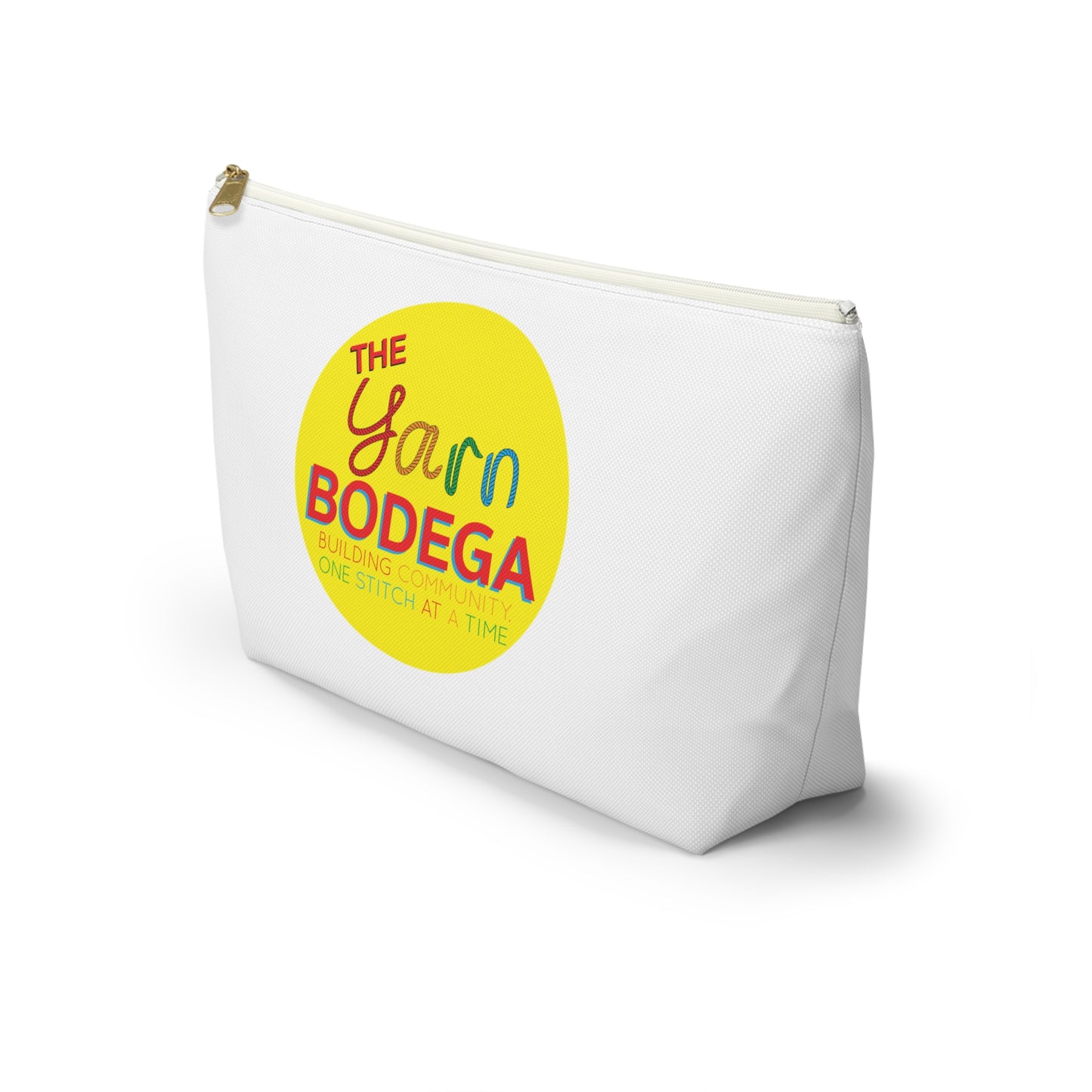 The Yarn Bodega Logo Notion Pouch w T-bottom - White